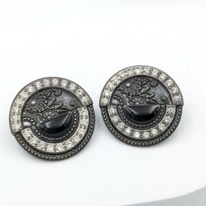 Vintage signed Nuri round Art Deco style stud earrings